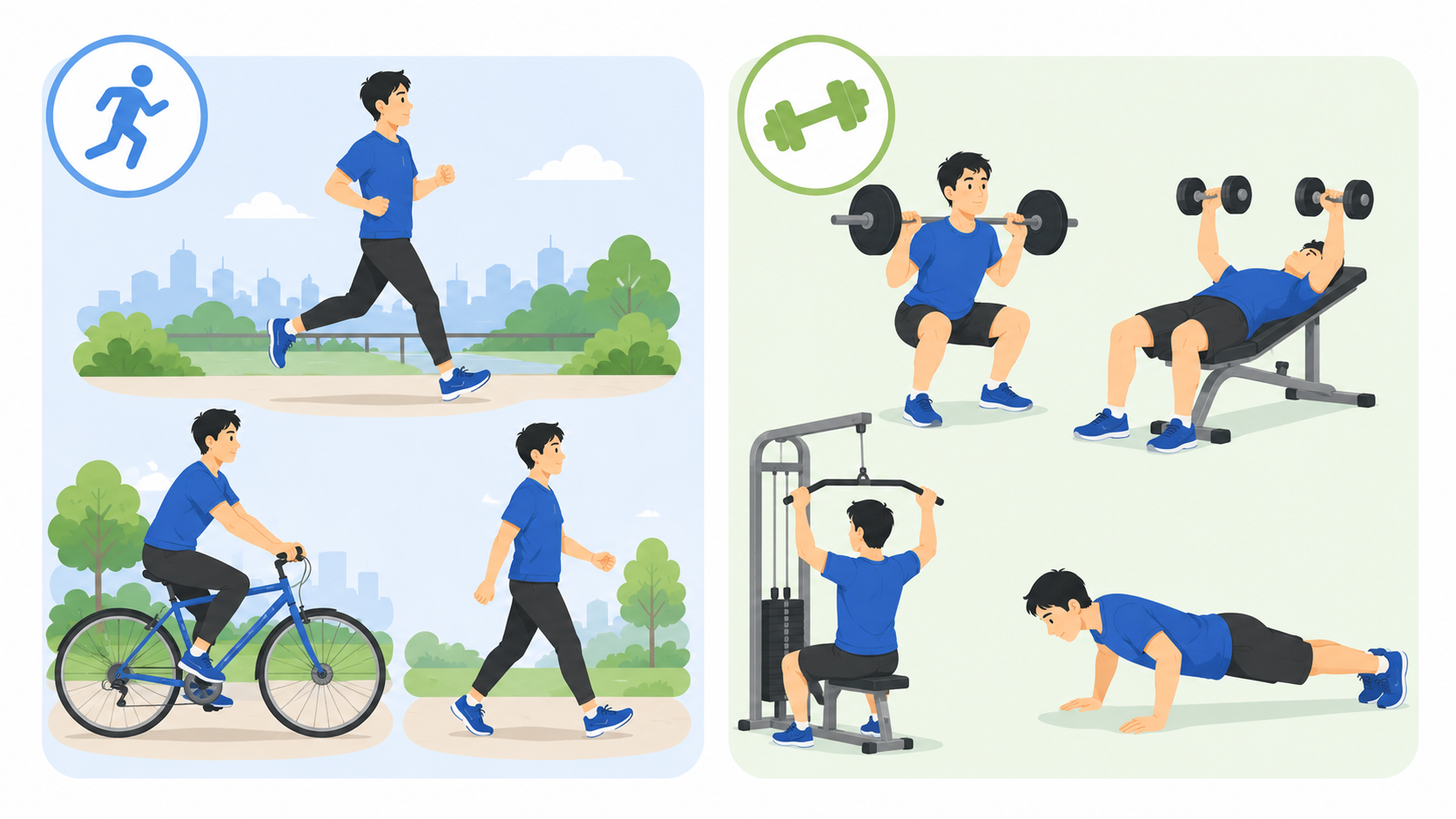 有酸素運動と筋力トレーニング比較