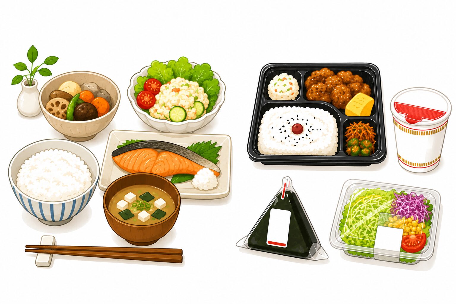 手作り和食とコンビニ食の比較