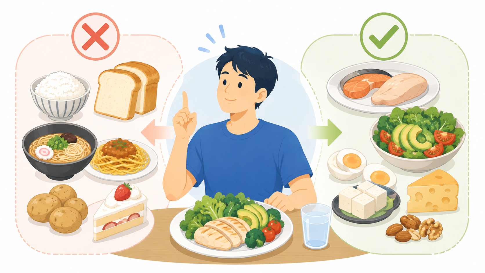 低糖質ダイエット比較イラスト