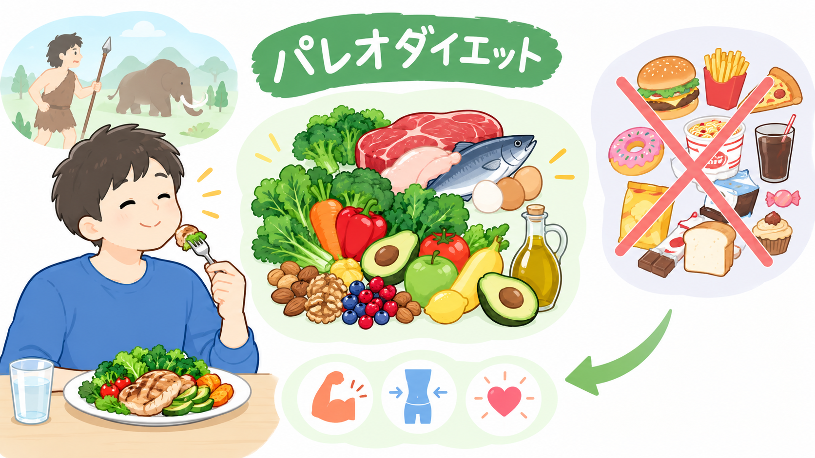 パレオダイエット健康食インフォグラフィック