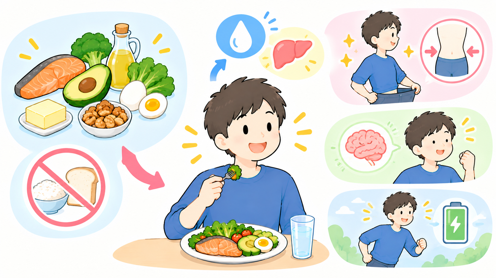 ケトジェニック生活の健康イラスト
